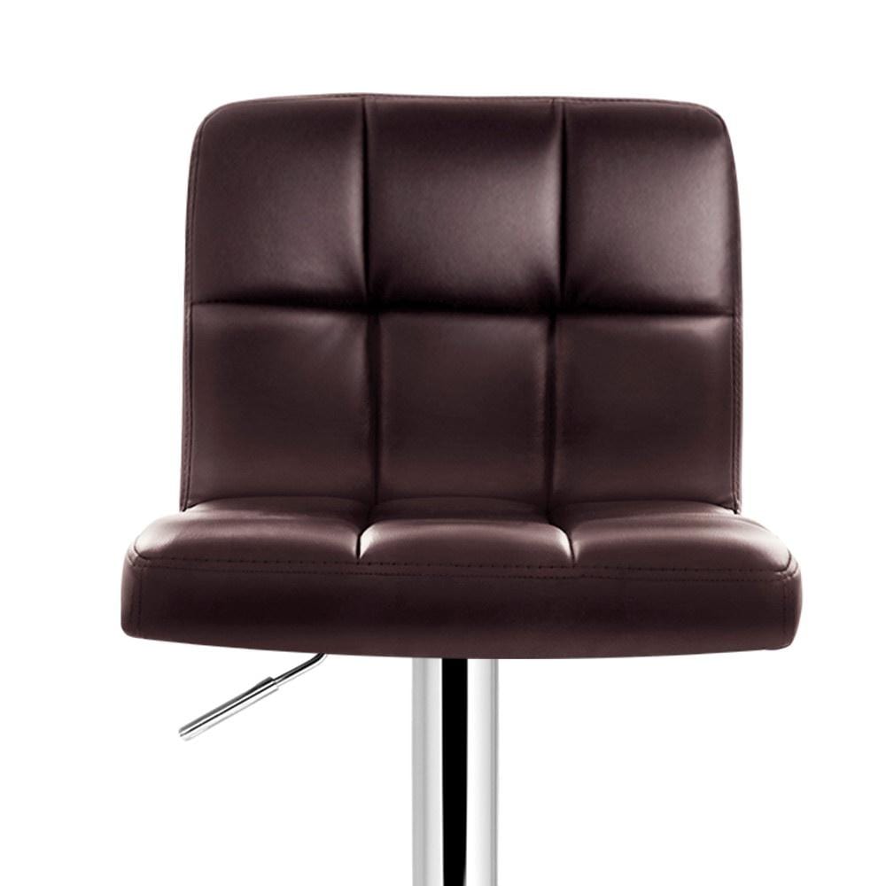 Bar Stools - Noel Set Of 4 Leather Gas Lift Swivel Kitchen Bar Stool Brown