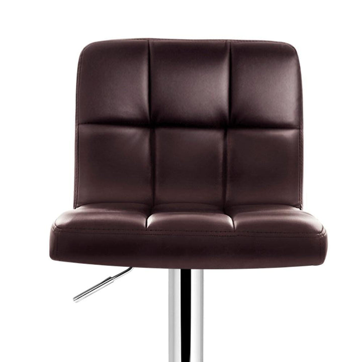 Bar Stools - Noel Set Of 4 Leather Gas Lift Swivel Kitchen Bar Stool Brown