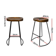 Load image into Gallery viewer, Bar Stools - Parker Industrial Bar Stool Wooden Backless (Set Of 2) Dark Wood 65cm