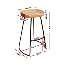 Load image into Gallery viewer, Bar Stools - Parker Industrial Bar Stool Wooden Backless (Set Of 2) Wood 65cm