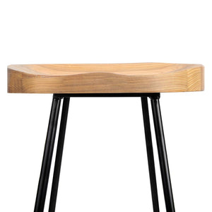 Bar Stools - Parker Industrial Bar Stool Wooden Backless (Set Of 2) Wood 65cm