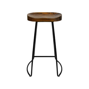 Bar Stools - Parker Industrial Bar Stool Wooden Backless (Set Of 4) Dark Wood 65cm