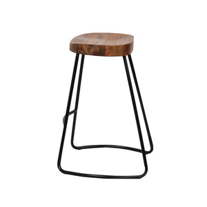 Bar Stools - Parker Industrial Bar Stool Wooden Backless (Set Of 4) Dark Wood 65cm