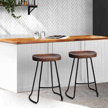 Load image into Gallery viewer, Bar Stools - Parker Industrial Bar Stool Wooden Backless (Set Of 4) Dark Wood 65cm