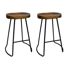 Load image into Gallery viewer, Bar Stools - Parker Set Of 2 Industrial Wooden Backless Kitchen Bar Stool Dark Wood 65cm