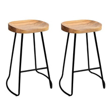Load image into Gallery viewer, Bar Stools - Parker Set Of 2 Industrial Wooden Backless Kitchen Bar Stool Natural Wood 65cm