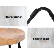 Load image into Gallery viewer, Bar Stools - Parker Set Of 2 Industrial Wooden Backless Kitchen Bar Stool Natural Wood 65cm