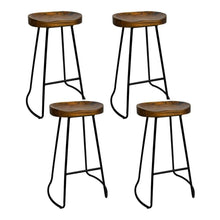 Load image into Gallery viewer, Bar Stools - Parker Set Of 4 Industrial Wooden Backless Kitchen Bar Stool Dark Wood 65cm