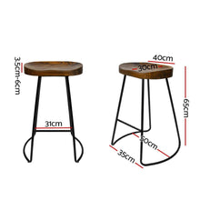 Load image into Gallery viewer, Bar Stools - Parker Set Of 4 Industrial Wooden Backless Kitchen Bar Stool Dark Wood 65cm