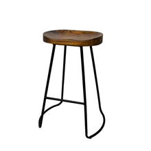 Load image into Gallery viewer, Bar Stools - Parker Set Of 4 Industrial Wooden Backless Kitchen Bar Stool Dark Wood 65cm