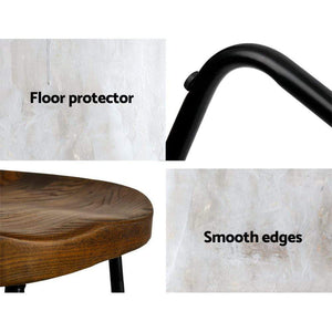 Bar Stools - Parker Set Of 4 Industrial Wooden Backless Kitchen Bar Stool Dark Wood 65cm