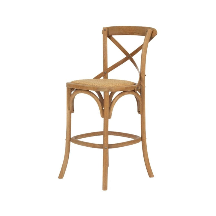 Bar Stools - Provincial Cross Back Counter Stool Natural Oak 65cm