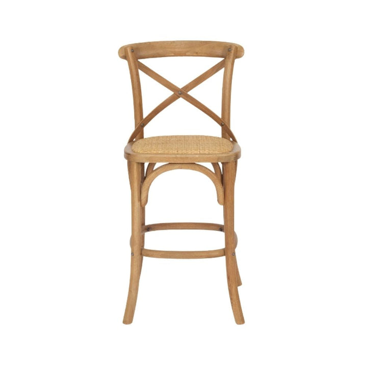 Bar Stools - Provincial Cross Back Counter Stool Natural Oak 65cm