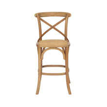 Load image into Gallery viewer, Bar Stools - Provincial Cross Back Counter Stool Natural Oak 65cm