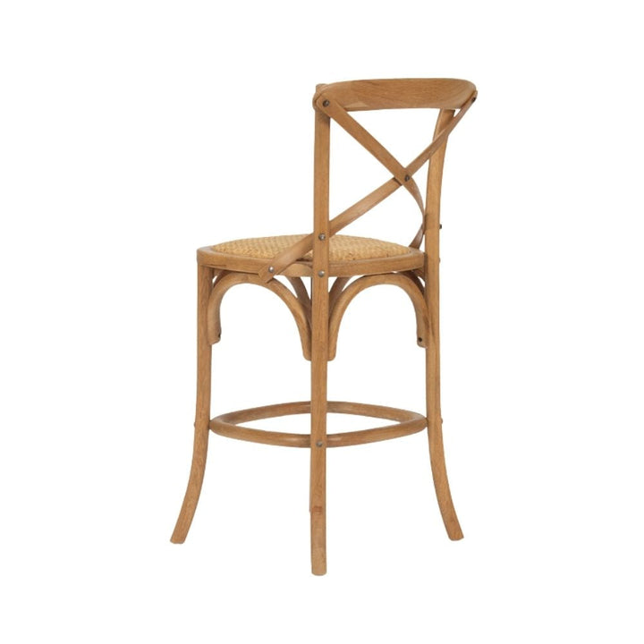 Bar Stools - Provincial Cross Back Counter Stool Natural Oak 65cm