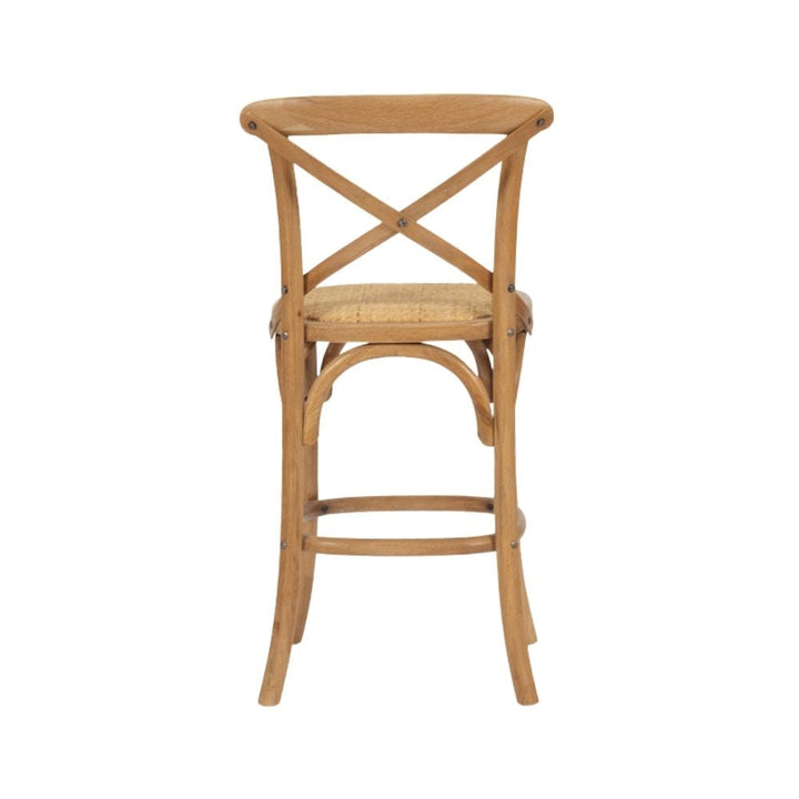 Bar Stools - Provincial Cross Back Counter Stool Natural Oak 65cm