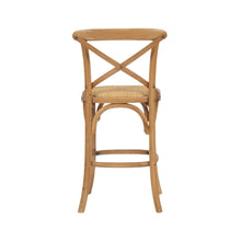 Load image into Gallery viewer, Bar Stools - Provincial Cross Back Counter Stool Natural Oak 65cm