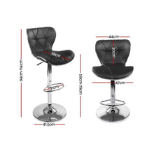 Load image into Gallery viewer, Bar Stools - Ruby Set Of 2 Leather Gas Lift Swivel Kitchen Bar Stool Black
