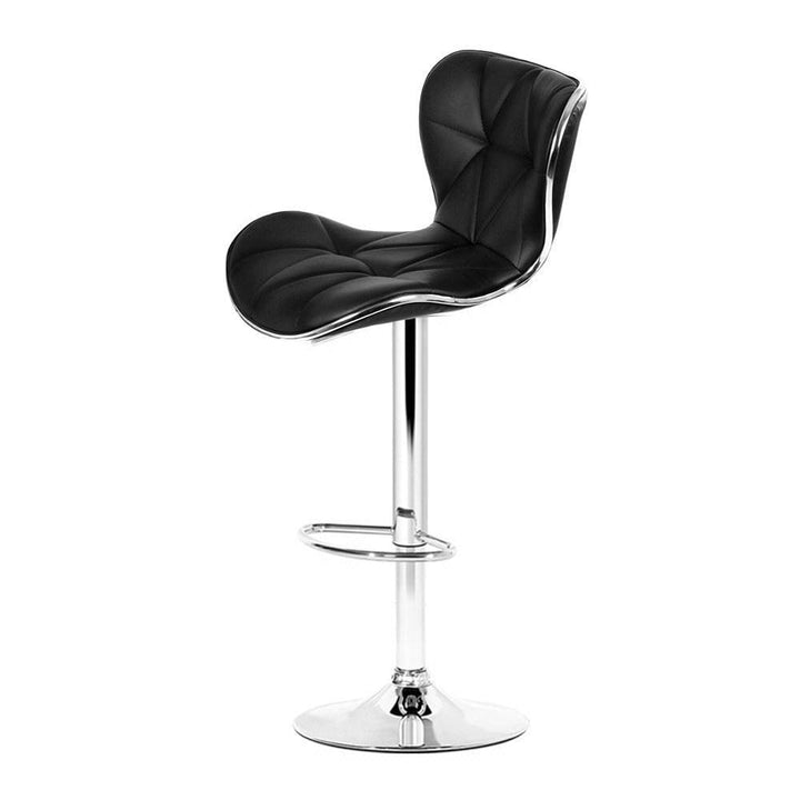 Bar Stools - Ruby Set Of 2 Leather Gas Lift Swivel Kitchen Bar Stool Black