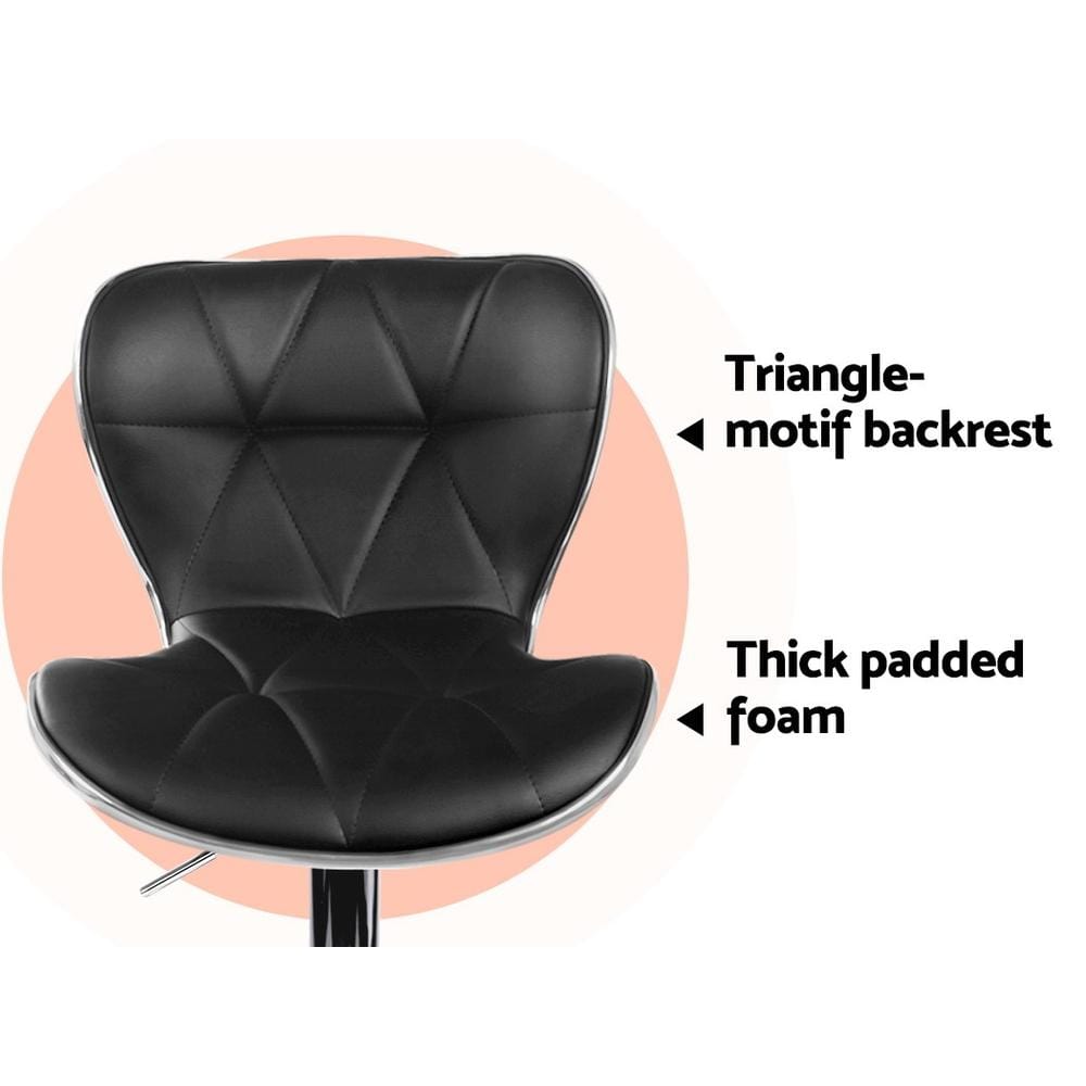 Bar Stools - Ruby Set Of 2 Leather Gas Lift Swivel Kitchen Bar Stool Black
