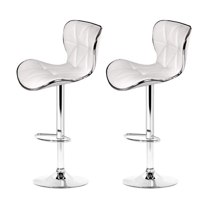 Bar Stools - Ruby Set Of 2 Leather Gas Lift Swivel Kitchen Bar Stool White