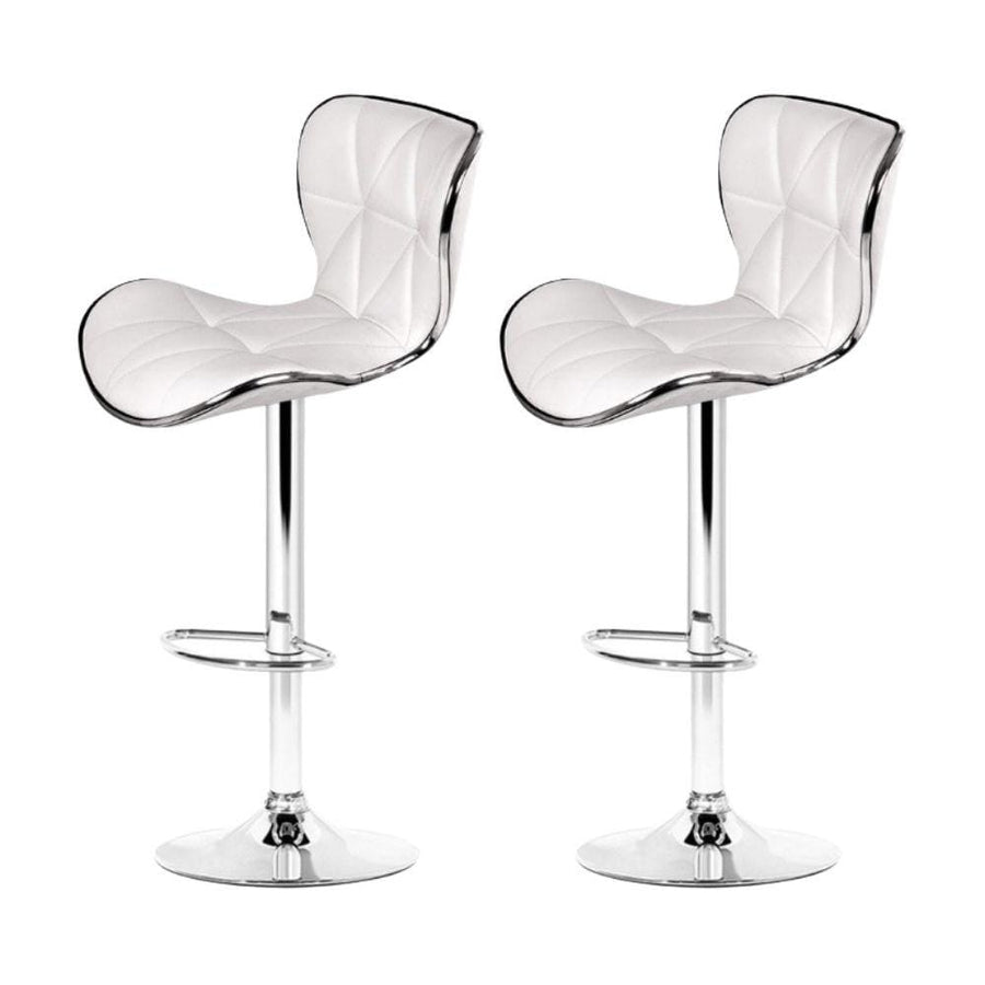 Bar Stools - Ruby Set Of 2 Leather Gas Lift Swivel Kitchen Bar Stool White