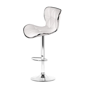 Bar Stools - Ruby Set Of 2 Leather Gas Lift Swivel Kitchen Bar Stool White