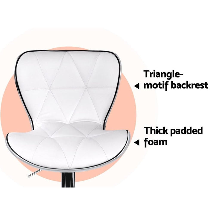 Bar Stools - Ruby Set Of 2 Leather Gas Lift Swivel Kitchen Bar Stool White
