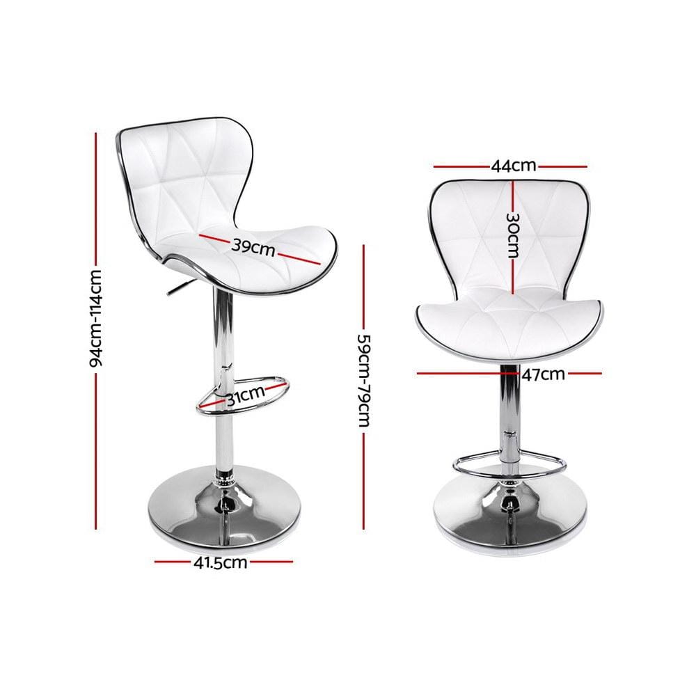 Bar Stools - Ruby Set Of 4 Leather Gas Lift Swivel Kitchen Bar Stool White