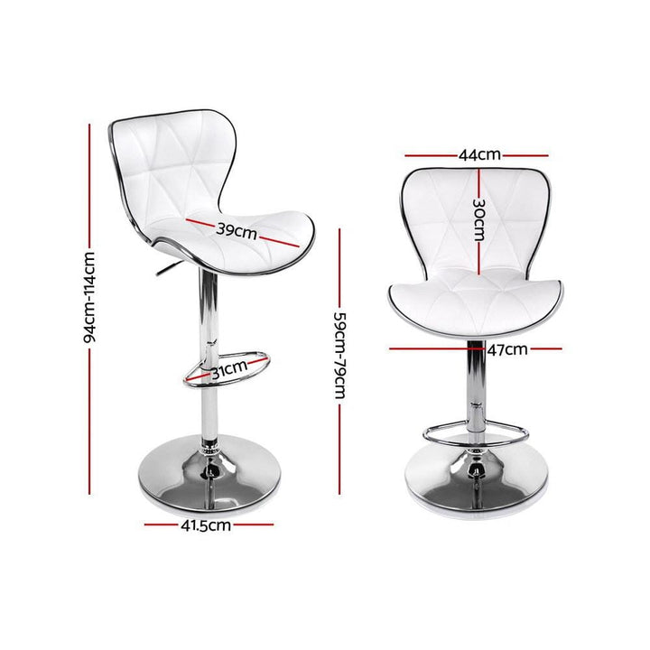 Bar Stools - Ruby Set Of 4 Leather Gas Lift Swivel Kitchen Bar Stool White