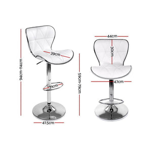 Bar Stools - Ruby Set Of 4 Leather Gas Lift Swivel Kitchen Bar Stool White