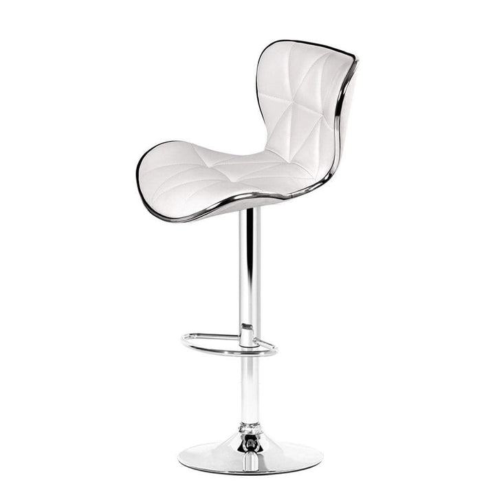 Bar Stools - Ruby Set Of 4 Leather Gas Lift Swivel Kitchen Bar Stool White