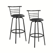 Load image into Gallery viewer, Bar Stools - Scarlet Set Of 2 Leather Swivel Kitchen Bar Stool Black 75cm
