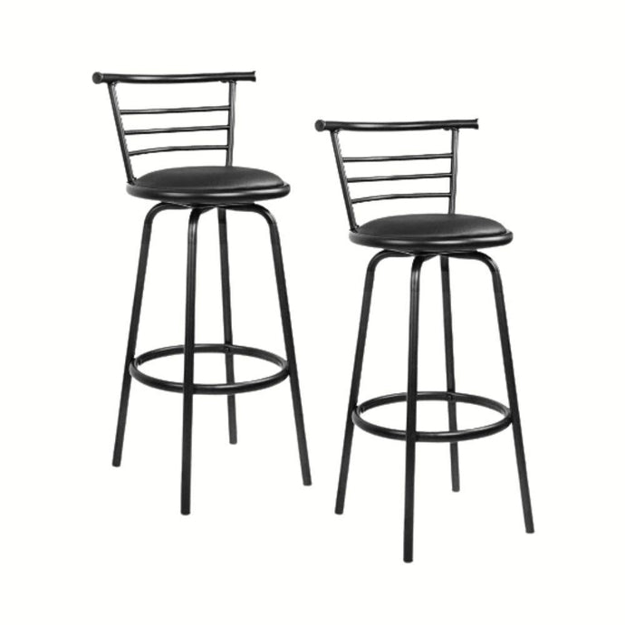 Bar Stools - Scarlet Set Of 2 Leather Swivel Kitchen Bar Stool Black 75cm