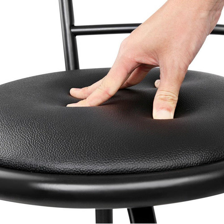 Bar Stools - Scarlet Set Of 2 Leather Swivel Kitchen Bar Stool Black 75cm