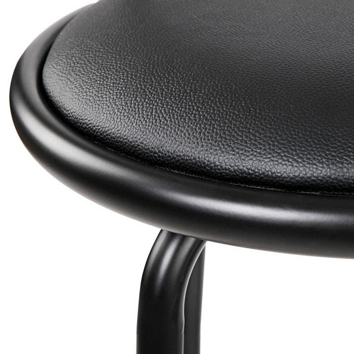 Bar Stools - Scarlet Set Of 2 Leather Swivel Kitchen Bar Stool Black 75cm
