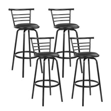 Load image into Gallery viewer, Bar Stools - Scarlet Set Of 4 Leather Swivel Kitchen Bar Stool Black 75cm