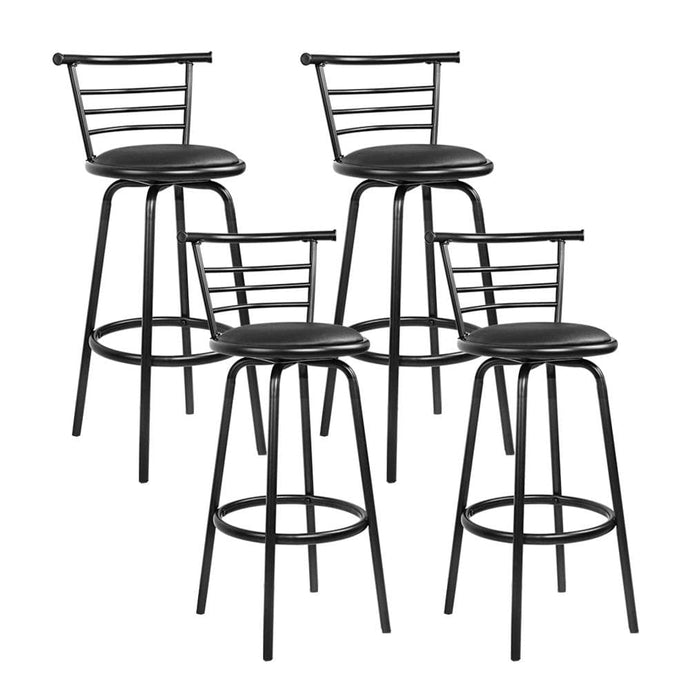 Bar Stools - Scarlet Set Of 4 Leather Swivel Kitchen Bar Stool Black 75cm