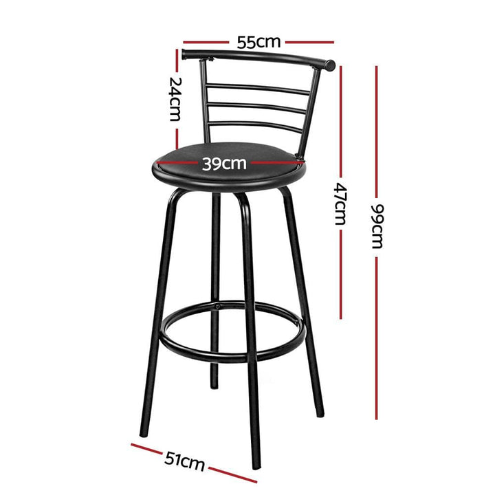 Bar Stools - Scarlet Set Of 4 Leather Swivel Kitchen Bar Stool Black 75cm