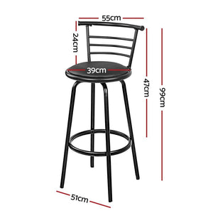 Bar Stools - Scarlet Set Of 4 Leather Swivel Kitchen Bar Stool Black 75cm