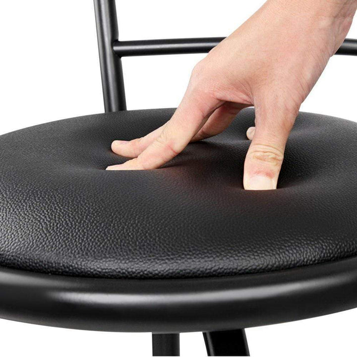 Bar Stools - Scarlet Set Of 4 Leather Swivel Kitchen Bar Stool Black 75cm