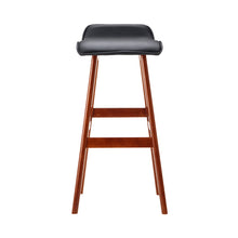Load image into Gallery viewer, Bar Stools - Silvia Wooden Bar Stool Leather (Set Of 2) Black 74cm