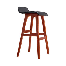 Load image into Gallery viewer, Bar Stools - Silvia Wooden Bar Stool Leather (Set Of 2) Black 74cm