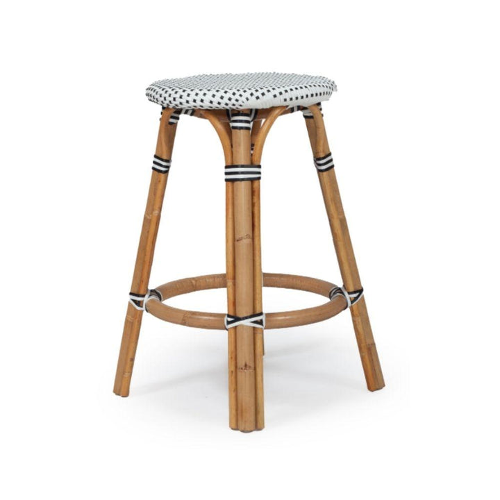 Bar Stools - Sorrento Rattan Bar Stool Backless Black 66cm