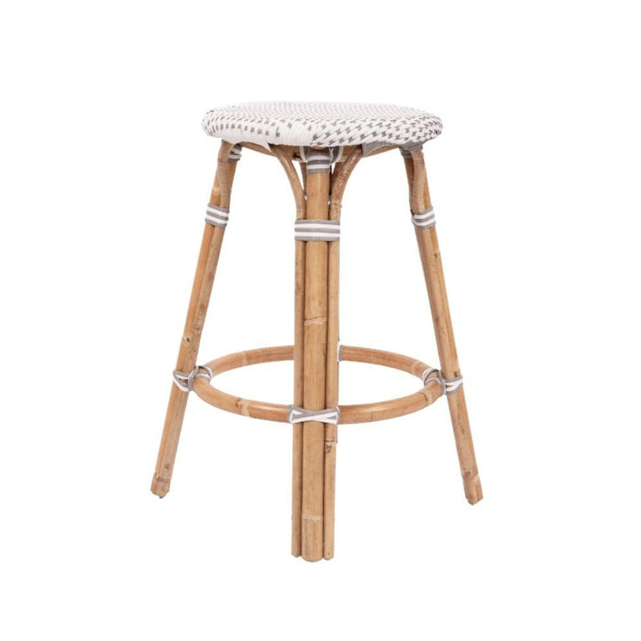 Bar Stools - Sorrento Rattan Bar Stool Backless Grey 66cm