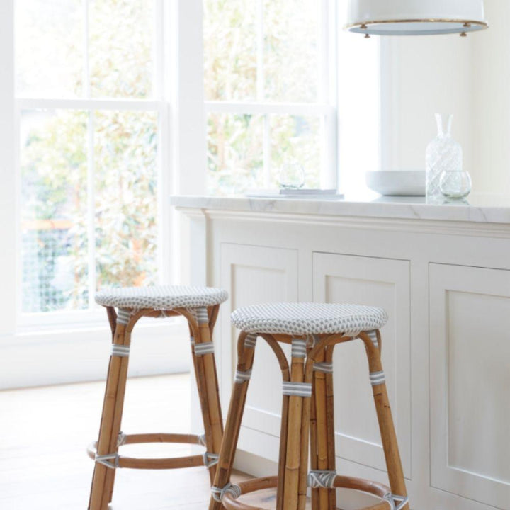 Bar Stools - Sorrento Rattan Bar Stool Backless Grey 66cm