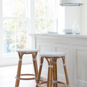 Bar Stools - Sorrento Rattan Bar Stool Backless Grey 66cm