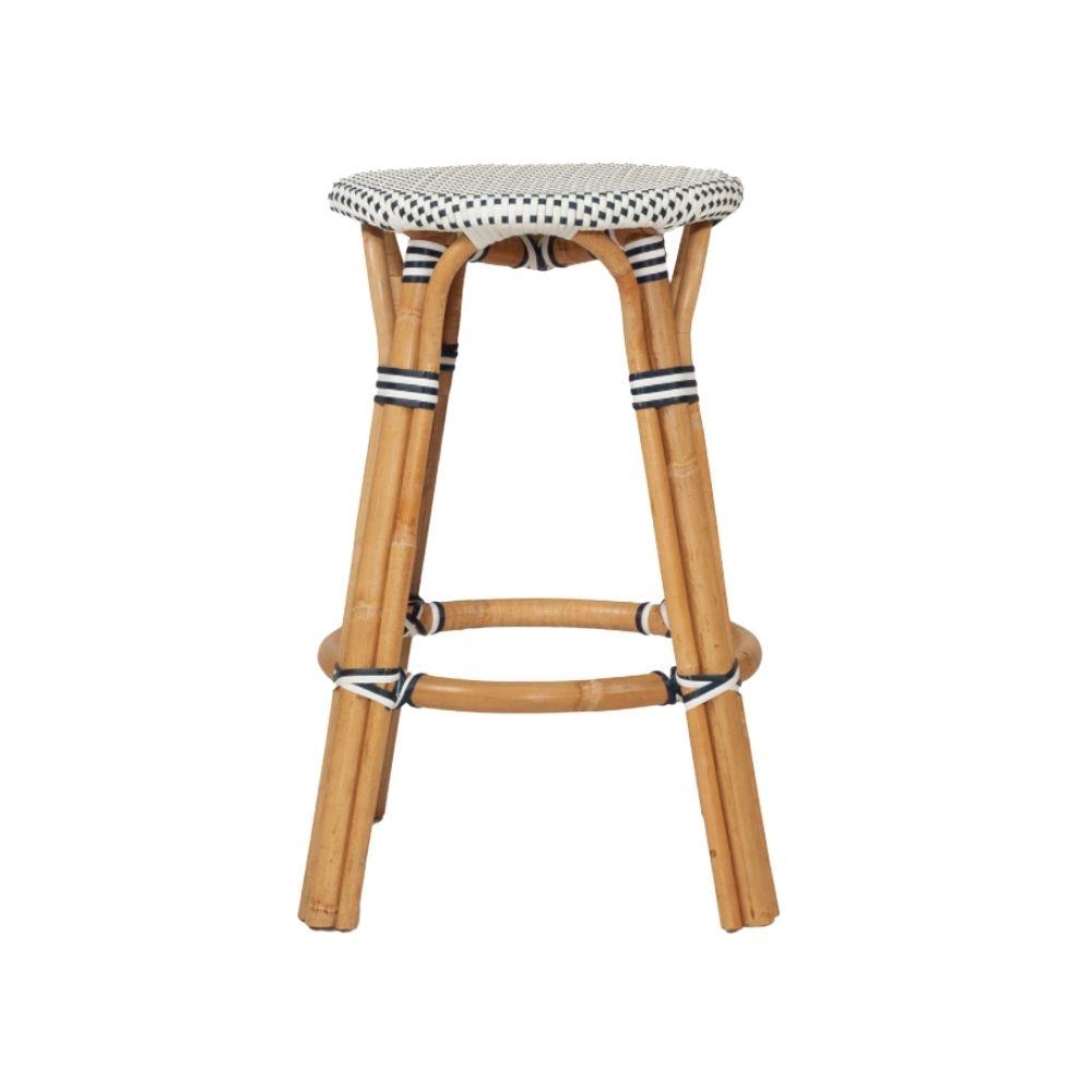Bar Stools - Sorrento Rattan Bar Stool Backless Navy 66cm