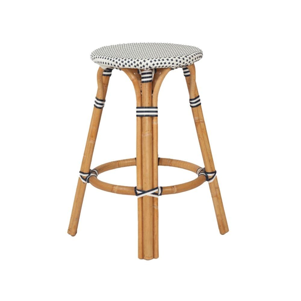 Bar Stools - Sorrento Rattan Bar Stool Backless Navy 66cm