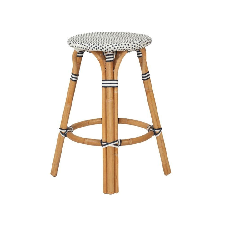 Bar Stools - Sorrento Rattan Bar Stool Backless Navy 66cm